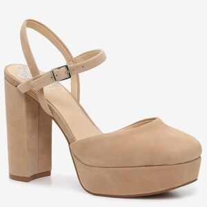 Vince Camuto Mirandova Platform Pump Beige Suede